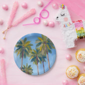 Palmbomen Waterverf Art Tropical Papieren Bordje (Feest)