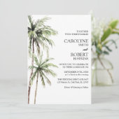 Palmbomen Waterverf tropisch in één bruiloft Kaart (Staand voorkant)