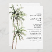 Palmbomen Waterverf tropisch in één bruiloft Kaart (Voorkant / Achterkant)