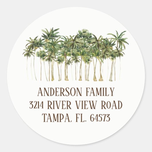 Palmbomen We hebben nieuwe adreslabel Sticker verp (Voorkant)