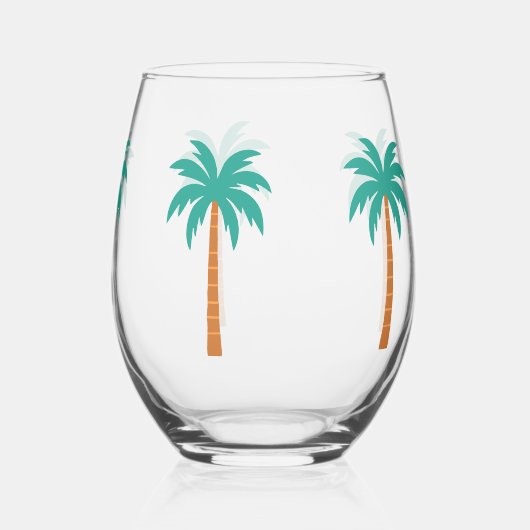 Palmbomen Wijnglas Zonder Voet (Voorkant)