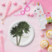 Palmbomen Wit & Goud Elegante bruiloft Borden Papieren Bordje (Feest)