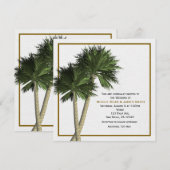 Palmbomen Wit & Goud Elegante Huwelijksuitnodiging Kaart (Voorkant / Achterkant)