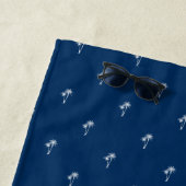 Palmbomen Wit op Marineblauw Strandlaken (In situ)