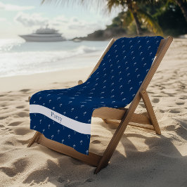 Palmbomen Wit op Marineblauw Strandlaken