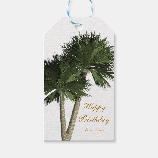 Palmbomen Witte Elegante Strand Bruiloft Cadeautag Cadeaulabel (Voorkant)