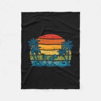Palmbomen zomer vakantie retro eiland tropisch fleece deken