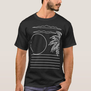 Palmbomen Zon Strand Retro Zwart & Wit Minimalisti T-shirt