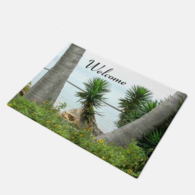 Palmbomen Zonnebloemen Welkom Deurmat (Schuin)