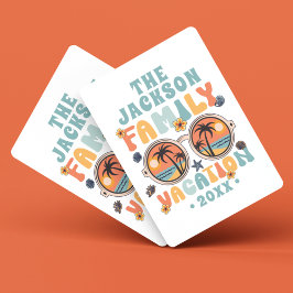 Palmbomen zonnebril retro familie vakantie groovy pokerkaarten