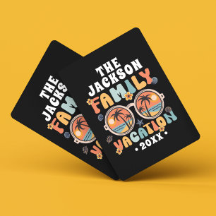 Palmbomen zonnebril retro familie vakantie groovy pokerkaarten