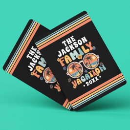 Palmbomen zonnebril retro familie vakantie groovy pokerkaarten