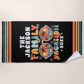 Palmbomen zonnebril retro familie vakantie groovy strandlaken (Voorkant)