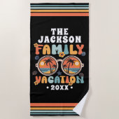 Palmbomen zonnebril retro familie vakantie groovy strandlaken (Voorkant)