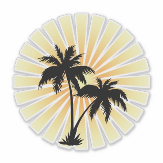 Palmbomen zonneschijnaal sticker (Voorkant)