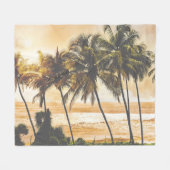 Palmbomen Zonsondergang: Goa  Fleece Deken (Voorkant (Horizontaal))