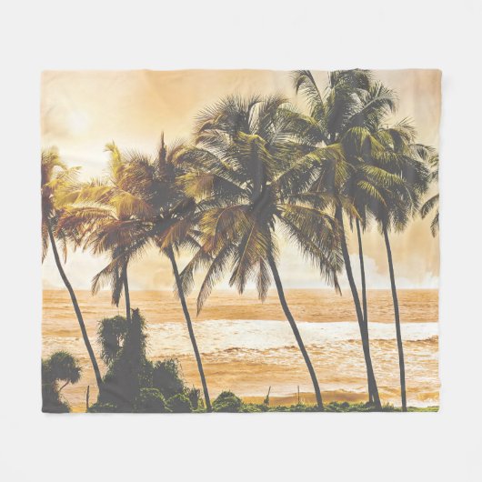 Palmbomen Zonsondergang: Goa  Fleece Deken (Voorkant (Horizontaal))