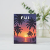 Palmbomen zonsondergang op Fiji Briefkaart (Staand voorkant)