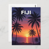 Palmbomen zonsondergang op Fiji Briefkaart (Voorkant / Achterkant)