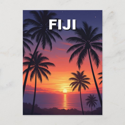 Palmbomen zonsondergang op Fiji Briefkaart (Voorkant)