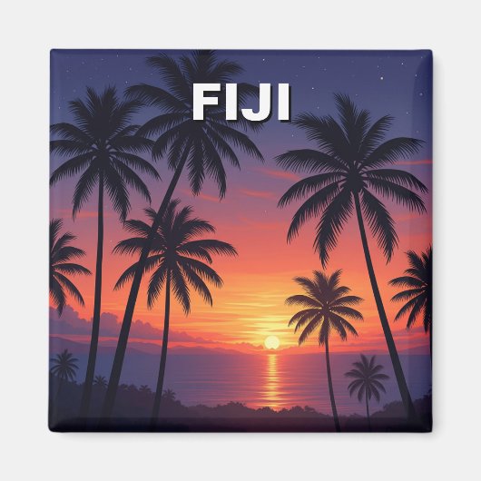 Palmbomen zonsondergang op Fiji Magneet (Voorkant)
