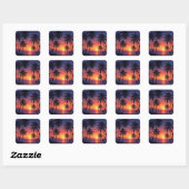 Palmbomen zonsondergang op Fiji Vierkante Sticker (Vel)