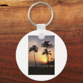Palmbomen, zonsondergang, strand, Hawaii Sleutelhanger (Voorkant)