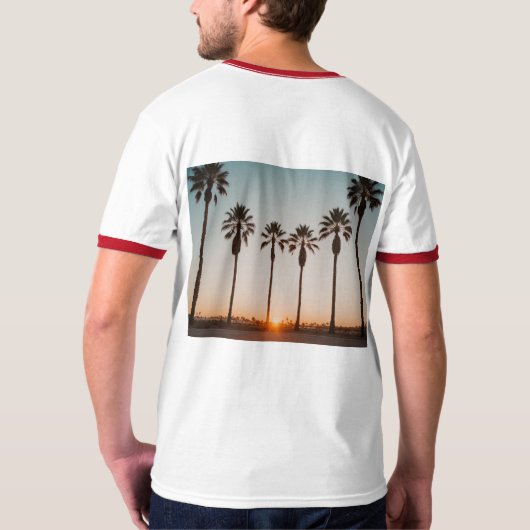  palmbomen zonsondergang t-shirt (Achterkant)
