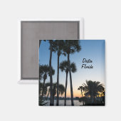 Palmbomen Zonsopgang Destin Florida Square Magnet (Voorkant / Achterkant)