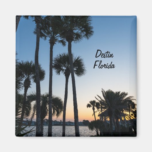 Palmbomen Zonsopgang Destin Florida Square Magnet (Voorkant)