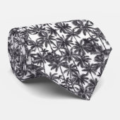 Palmbomen Zwart en Wit Stropdas (Opgerold)