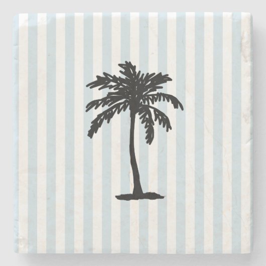 Palmbomenstrand Nautical Streep Stenen Onderzetter (Voorkant)