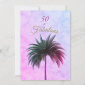Palmboom 50 en Fabulous Paars Modern Birthday Kaart (Achterkant)