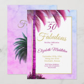 Palmboom 50 en Fabulous Paars Modern Birthday Kaart (Voorkant / Achterkant)