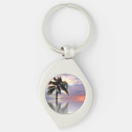 Palmboom aan de baai sleutelhanger