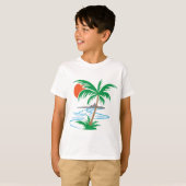 Palmboom aan de rivier | Tropische zonsondergangsk T-shirt (Voorkant volledig)