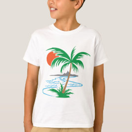 Palmboom aan de rivier | Tropische zonsondergangsk T-shirt