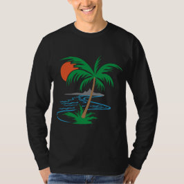 Palmboom aan de rivier | Tropische zonsondergangsk T-shirt