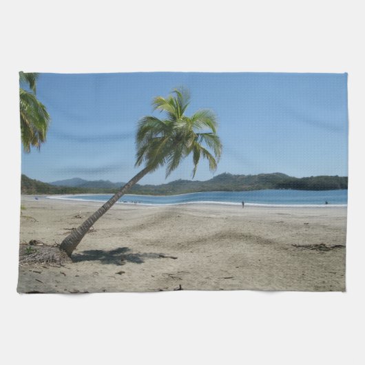 Palmboom aan de strand theedoek (Horizontaal)