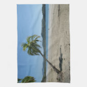 Palmboom aan de strand theedoek (Verticaal)