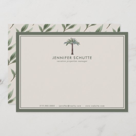 Palmboom - Aangepaste vertakkingstoets Notitiekaartje (Voorkant / Achterkant)