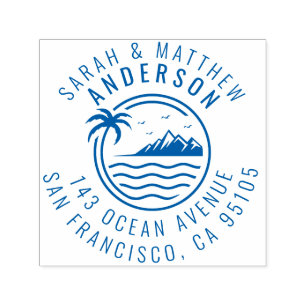 Palmboom, adres van de berg- en oceaangevechtscomb  zelfinktende stempel