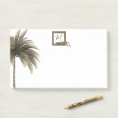 Palmboom Afdrukmonogram Modern Post-it® Notes (Op bureau)