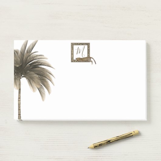 Palmboom Afdrukmonogram Modern Post-it® Notes (Op bureau)