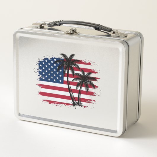 Palmboom Amerikaanse vlag Patriottisch strand vect (Voorkant)