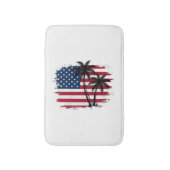 Palmboom Amerikaanse vlag Patriottisch strand vect Badmat (Voorkant Verticaal)