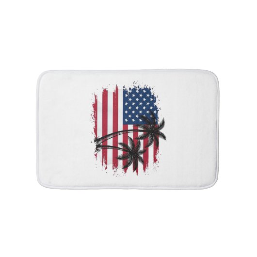 Palmboom Amerikaanse vlag Patriottisch strand vect Badmat (Voorkant)