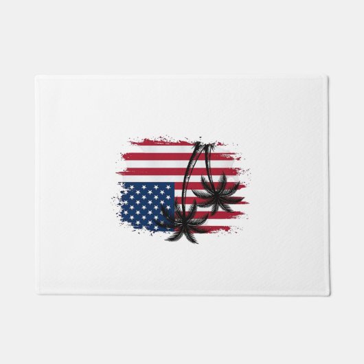 Palmboom Amerikaanse vlag Patriottisch strand vect Deurmat (Voorkant)