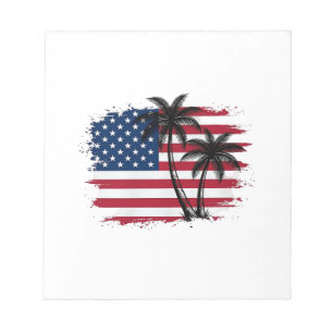 Palmboom Amerikaanse vlag Patriottisch strand vect Notitieblok