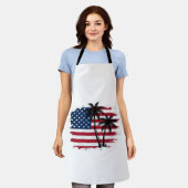 Palmboom Amerikaanse vlag Patriottisch strand vect Schort (Gedragen)